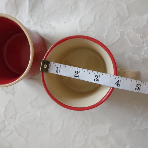 2 ceramic mugs red beige tea coffee - Picture 4 of 7
